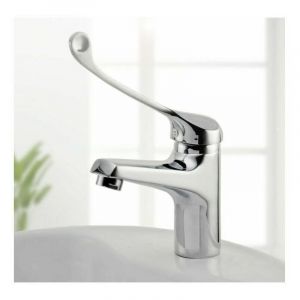 Mitigeur de lavabo à poignée médicale, robinet de salle de bain PMR, chrome, argent