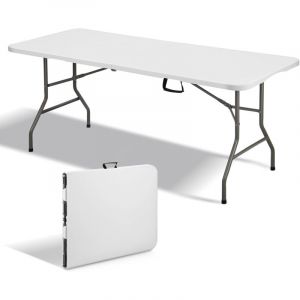 Teeno &ndash; Table pliante 180 x 74 cm &ndash; Surface en poly&eacute;thyl&egrave;ne haute densit&eacute; &ndash; Cadre en acier &ndash; 6 &agrave; 8 places &ndash; Verrou de s&eacute;curit&eacute; et poign&eacute;e de transport