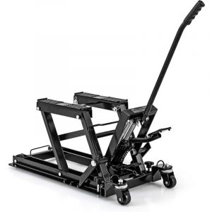 Costway - Cric Hydraulique pour Moto Capacit&eacute; de 680 kg, Table &Eacute;l&eacute;vatrice Moto Plateforme R&eacute;glable en Hauteur sur 3 Niveaux, Support de Levage &agrave;