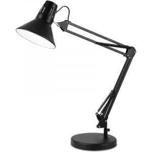 Lampe de bureau LED avec protection oculaire, lampe de table d'architecte en m&eacute;tal, bras pivotant r&eacute;glable super long pour la lecture，noir