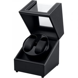 Keyoung - Remontoir Montre Automatique Cuir Boîte de Remontoir à Double Montre,USB-DC Chargeant le Double Ecrins pour Montres Automatiques d'unité