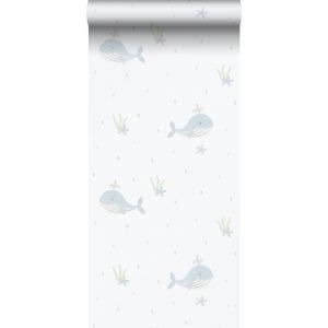 Sanders&sanders - papier peint baleines bleu clair et blanc