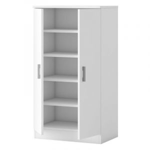 Meuble à chaussures de couloir Rhin, armoire moderne, blanc mat