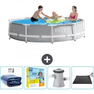 Intex - Piscine ronde à cadre prisme 305 x 76 cm - Grise - Incluse Accessoire CB11