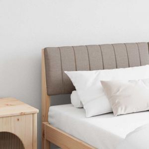 T&ecirc;te de lit capitonn&eacute;e Taupe 160 cm Pin massif