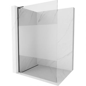 Mexen - Kioto l paroi de douche Walk-in 70 x 200 cm, transparent/opaque, noire - 800-070-103-70-35