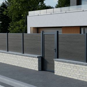 Kit Portillon Composite SANTOS Ardoise - Hauteur : 183cm - Largeur max : 98 cm - Largeur ajustable - Compatible cl&ocirc;ture SANTOS