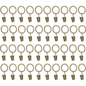 Lot de 40 anneaux de rideaux, anneaux de rideaux avec pinces, anneaux de rideaux en métal, diamètre intérieur de 25 mm