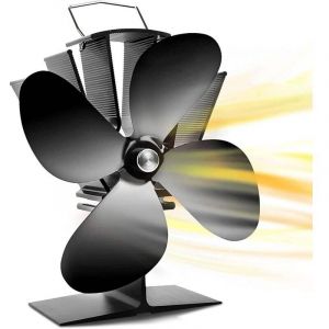 Ventilateur poele &agrave; bois Ventilateur de chemin&eacute;e &agrave; chaleur 4 lames Ventilateur pour Foyer, Poele a Granule, Silencieux Aliment&eacute; par la Chaleur,
