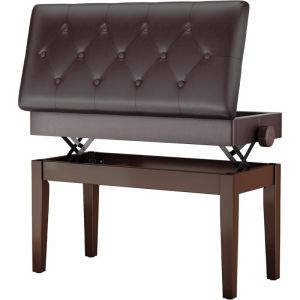 Tabouret Piano,Siege Piano,Banc Piano avec Coussin en Cuir PU,Réglable en Hauteur,72x33x48-58CM,avec Espace de Rangement- Couleur marron