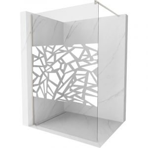 Mexen - Kioto paroi de douche Walk-in 140 x 200 cm, motif blanc 8 mm, nickel bross&eacute; - 800-140-101-97-85