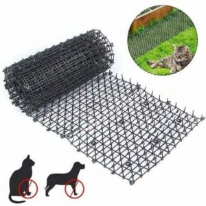 Tapis anti-chat avec maille barbel&eacute;e jardin anti-chien chat animal de compagnie en plastique anti-coup de poignard animal de compagnie noir