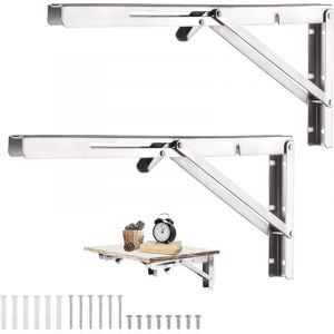 2 Pi&egrave;ces 350mm Equerre Rabattable Murale en Acier Inoxydable, Support Console Pliable Equerre &Eacute;querre Pliante Charge Lourde, Supports &Eacute;querre &Eacute;tag&egrave;re