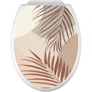 Stickers Abattant wc - Feuilles - 35x43 cm - Adh&eacute;sif + Protection brillante