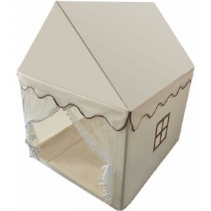 Costway - Tente de Jeux Enfant Int&eacute;rieur Ext&eacute;rieur avec Tapis Antid&eacute;rapant, Maison de Jeu en Ch&acirc;teau de Style Princesse en Coton, Cadre en Bois, 120