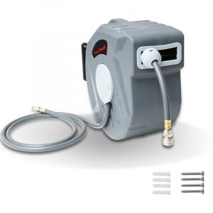 SWANEW Enrouleur automatique de tuyau 20+2m Dévidoir à enroulement automatique de tuyau d'arrosage avec Raccord rapide 3/8