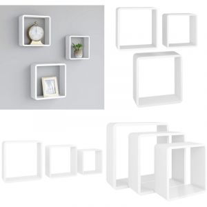 Vidaxl - tag&egrave;res murales sous forme de cube 3 pcs Blanc mdf - Etagere Murale - Etageres Cubes - Rangement Mural - Decoration Murale - Meuble Blanc