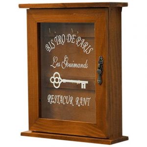 Spotact Bo&icirc;te &agrave; Cl&eacute;s en Bois, Armoire &agrave; Cl&eacute;s Murale R&eacute;tro avec Porte Magn&eacute;tique, Rangement en Bois Solide