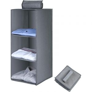 &Eacute;tag&egrave;re de penderie &agrave; Suspendre, Organisateur de Placard de Rangement Suspendu avec 3 Compartiments, Organisateur Suspendu Pliable et Gain de Place