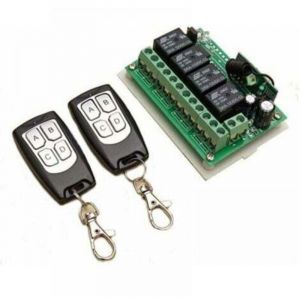 433MHZ T&eacute;l&eacute;commande &agrave; Canaux sans Fil DC 12V 4CH Interrupteur &agrave; Relais RF Longue Distance 2 &eacute;metteurs +1 R&eacute;cepteur pour Porte de Garage/Portail Alarme