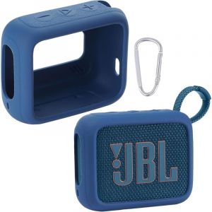 pour JBL Go 4 Housse de Protection en Silicone pour Haut-Parleur Bluetooth étanche, étui de Voyage en Silicone Portable avec Abiner de Voiture, étui