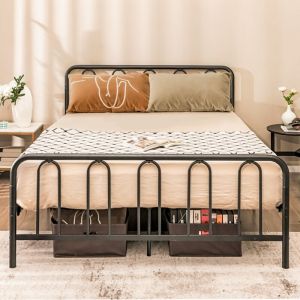 Maisonchic - Lit Double Cadre de Lit en Métal pour Matelas de 200 x 160 cm Fer Forgé avec 5 Pied Rangement sous le Lit sans Bruit Noir design in