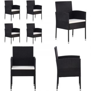 Vidaxl - Chaises de jardin coussins blanc crème 4pcs noir résine tressée - Chaise De Jardin - Fauteuil De Jardin - Mobilier De Jardin - Décoration