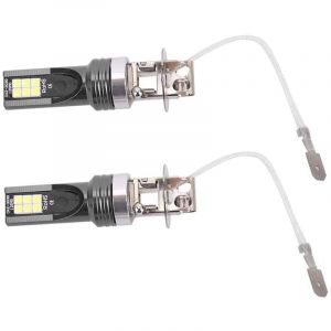 2pcs led ampoule de phare, 2525 12LED phare de véhicule de voiture replacement pour ampoule de phare H3 DC12V-24V blanc 6500K-7500K