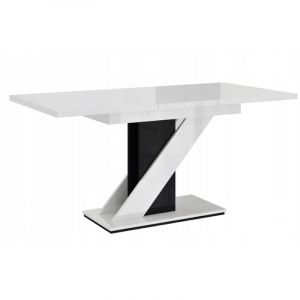 Table a manger extensible evan - blanc laque et noir 120-160 cm