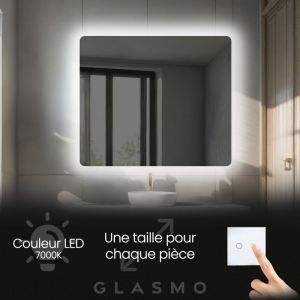 Foram - Miroir lumineux de salle de bain 120x70 cm Faye - Horizontal Arrondi Moderne Miroir avec led Illumination - Blanc Froid 7000 k