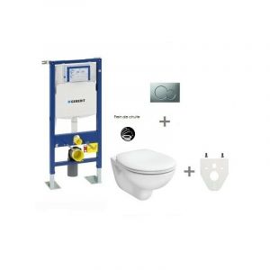 Pack WC suspendu Geberit autoportant Version Abattant: Abattant frein de chute - Plaque de commande geberit: Sigma01 chrom&eacute; mat