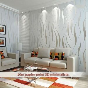 10M Papier Peint 3D Intiss&eacute; Moderne Minimaliste Courbes Brillance pour Chambre Salon TV Fond
