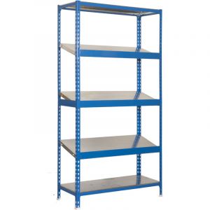 Simonrack - simonclick Casier &agrave; vin en m&eacute;tal &agrave; 5 &eacute;tag&egrave;res (200x100x50cm) bleu et galvanis&eacute;