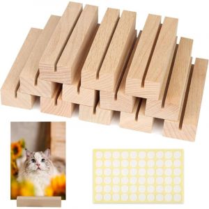 Lot de 12 Porte-Cartes en Bois 10&times;3&times;2cm - Espacement de 3mm - Blocs Stables pour Cartes Postales, Menu de Mariage ou de F&ecirc;te