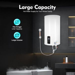 70L 2000W blancchauffe-eau &eacute;lectrique chauffe-eau chauffe-eau intelligent thermique fonctionnement num&eacute;rique pour salle de bain, &eacute;viers de cuisine