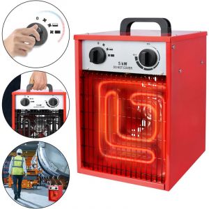 Hengmei - Radiateur soufflant électrique Chauffage Industriel 5000W, avec 2 niveaux de chauffe et 1 position air froid pour atelier, camping, garage