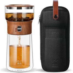 Th&eacute;i&egrave;re &agrave; infusion de th&eacute; simple, th&eacute;i&egrave;re goutte &agrave; goutte &agrave; un clic, petite th&eacute;i&egrave;re en verre avec tasse isol&eacute;e de 270 ML, marron