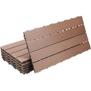 Wolketon Dalle de terrasse Dalles clipsables en bois 6 pi&egrave;ces Rev&ecirc;tement Carrelage 60 x 30 pour jardin terrasse, Marron