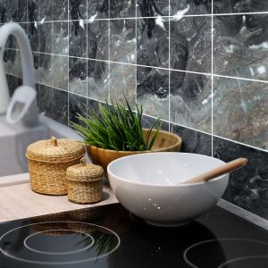 Sticker Mural Carrelage adh&eacute;sif Cuisine Salle de Bain - 9 stickers carrelages marbre de sanremo - 9stickers15x15cm