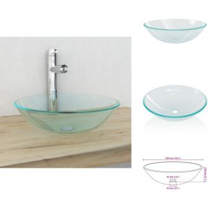 Vidaxl - Lavabo Verre trempé 42 cm Transparent - Lavabo - Évier Salle De Bain - Lavabo Design - Lavabo Verre Trempé - Lavabo Sur Meuble