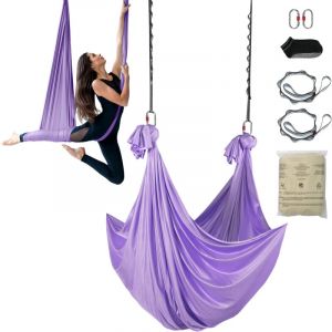 Vevor Hamac de Yoga Aerien 4x2,8 m Kit Balancoire de Yoga Inversion Danse Aerienne en Nylon 100 g/m&sup2; Charge 1000 kg Vol Anti-gravite deAir pour