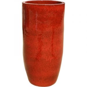 Pot grande taille d'extérieur ATHENA 31x70cm rouge tropical, fait main en terre cuite émaillée, résistant au gel