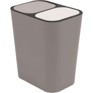 Double Recyclage Poubelle Poubelle Boîte De Rangement Conteneur Rectangle Plastique Bouton-Poussoir Double Compartiment pour Cuisine Bureau Maison