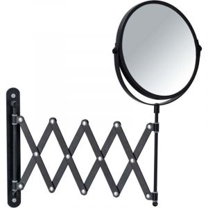 Miroir noir 3x grossissant t&eacute;lescopique 16 cm mural miroir de maquillage miroir salle de bain miroir grossissant 3x miroir mural extensible miroir