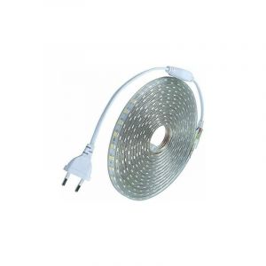 Kit complet ruban led 10 mètres 220V silicone étanche IP68 blanc froid 6000°K SMD5050 60led/m - pas besoin de transfo,