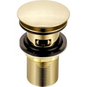 Bouchon d'évier à fente en or brossé Bonde de lavabo escamotable en laiton en forme de champignon pour lavabos de salle de bain à débordement