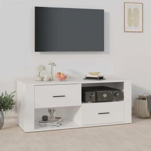 Maison Chic - Meuble TV-Banc TV-Meuble Télé Blanc 100x35x40 cm Bois d'ingénierie 977389