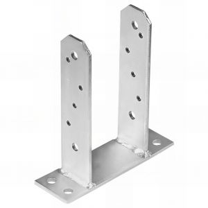 Fixtout - Embase pied de poteau en tt zinguée à visser - 91 x 200 x 5 mm