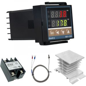 Régulateur de température numérique REX-C100, 0 ℃ 1300 ℃ Alarme PID Contrôleur de Température, Digital Smart Thermostat Relais SSR Sortie, Type K