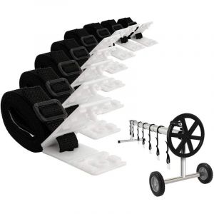 Enrouleur Bache Piscine - Kit de Fixation pour Bâche Solaire de Piscine - 8 Sangles de Fixation pour Bâche Solaire
